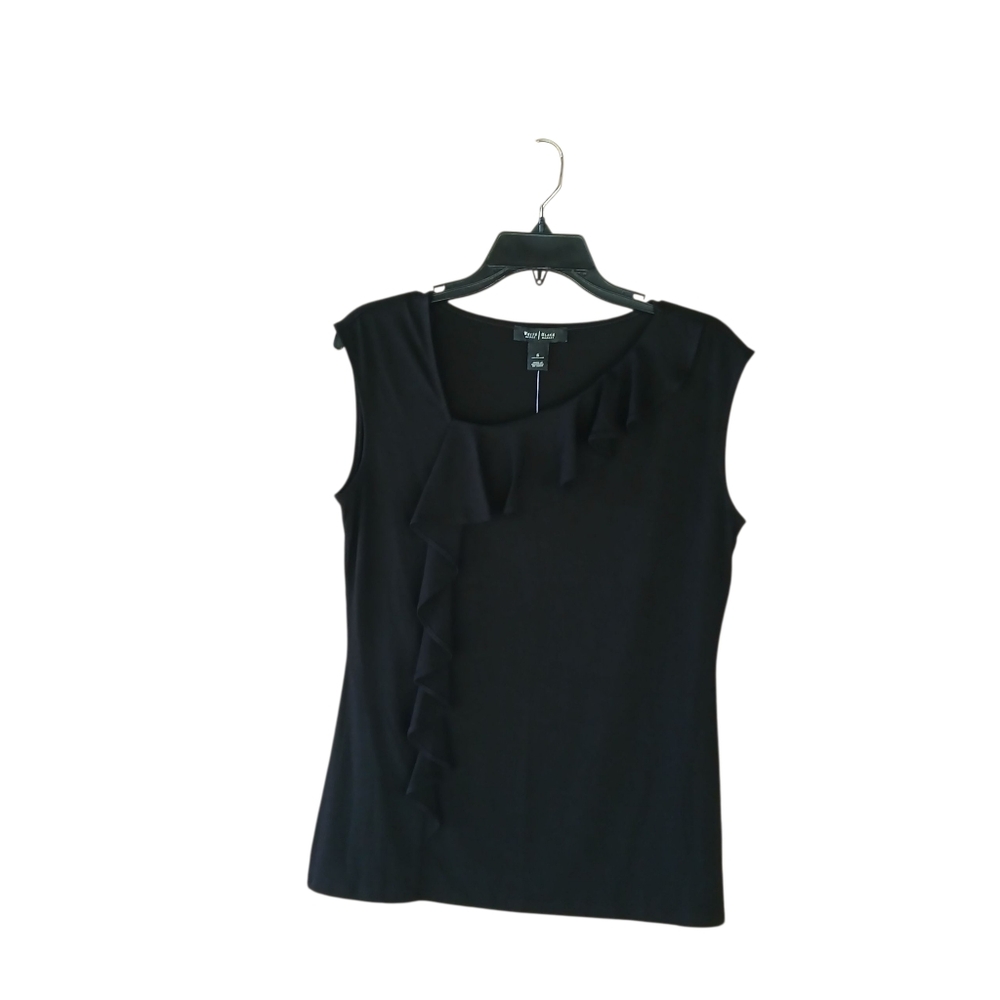 White House Black Market Black Ruffle Front Tank Top Size Small